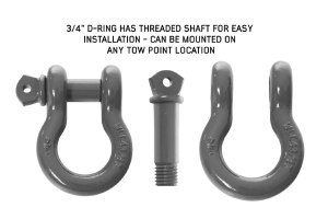 Overland Vehicle Systems Recovery Shackle 3/4in 4.75 Ton, Grey - Pair