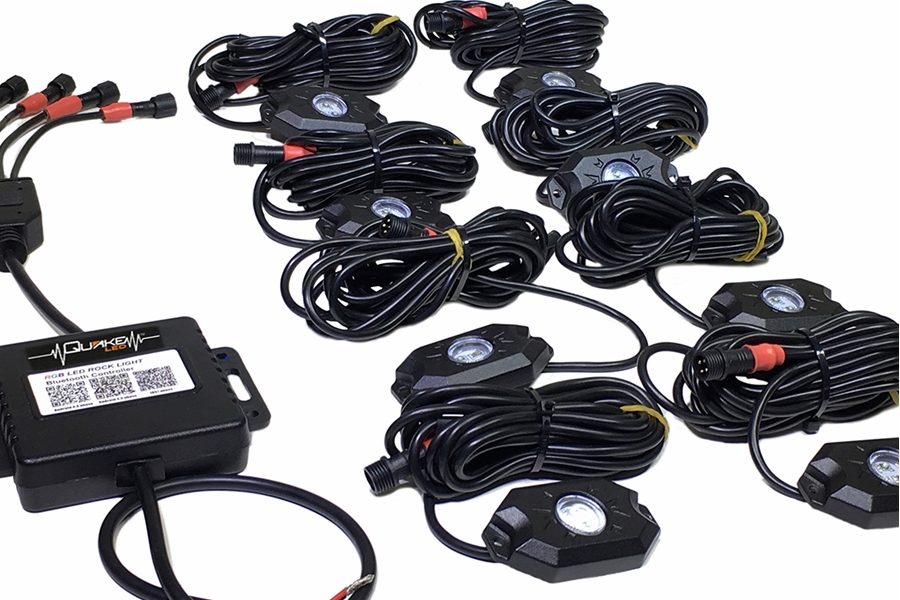 Quake LED 8 Piece RGB Accent Rock Lights with Controller, Quad Lock/Interlock Compatible