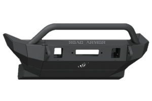 Road Armor Stealth Front Mid-Width Winch Bumper w/ Pre-Runner Guard  - Texture Black  - JT/JL