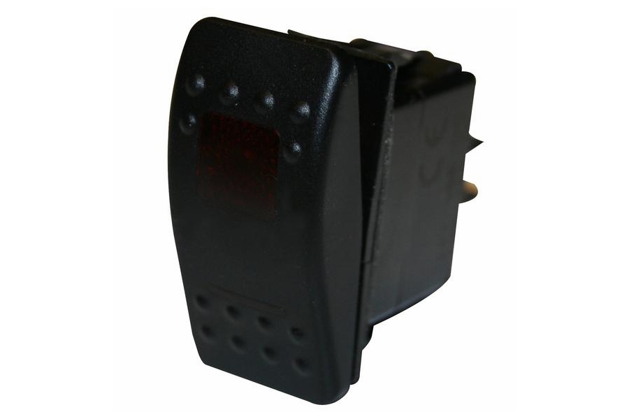 Bulldog Winch Rocker Switch - Momentary (ON)/OFF Lighted Red 3-Pin