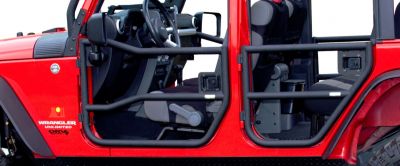 Rugged Ridge Rear Tube Doors Black - JK 4dr