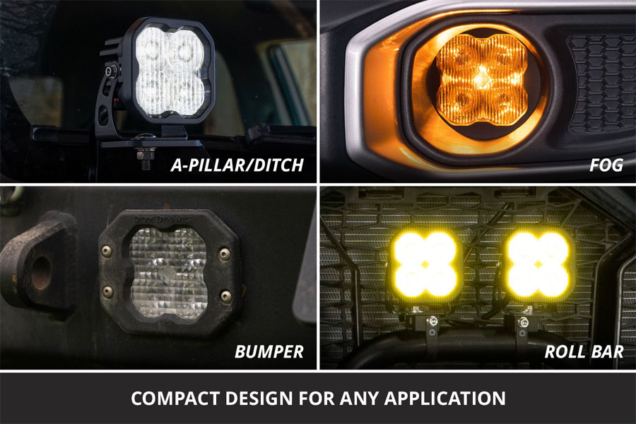 Diode Dynamics SS3 Yellow Sport LED Pod, Flood - Amber