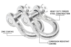 Overland Vehicle Systems Recovery ShacklesD-Ring 3/4in 4.75 Ton Zinc 