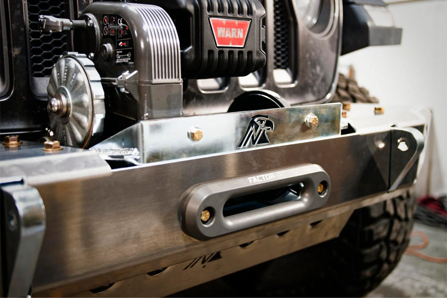 Next Venture Motorsports 8274 Aluminum Adventure Series Front Bumper & Lower Skid Plate + Light Mount - Bare - JL/JT