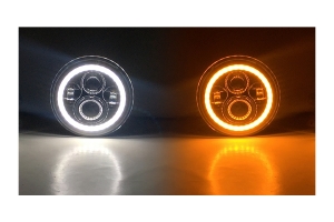 Quake LED 7in Headlights - White DRL Halo & Amber Turn Signals - JK/LJ/TJ/CJ