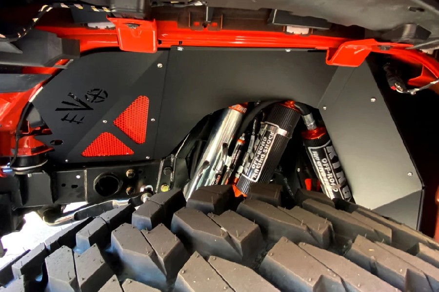 EVO Manufacturing Front Vented Aluminum Inner Fenders for Coilover Suspensions – Black Powder Coat - JL/JT Diesel and 392