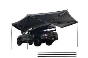 Overland Vehicle Systems Nomadic 270-Degree Awning, Dark Gray w/Black Transit Cover, Driver Side