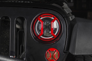 Rugged Ridge Elite Headlight Euro Guards, Red - JK