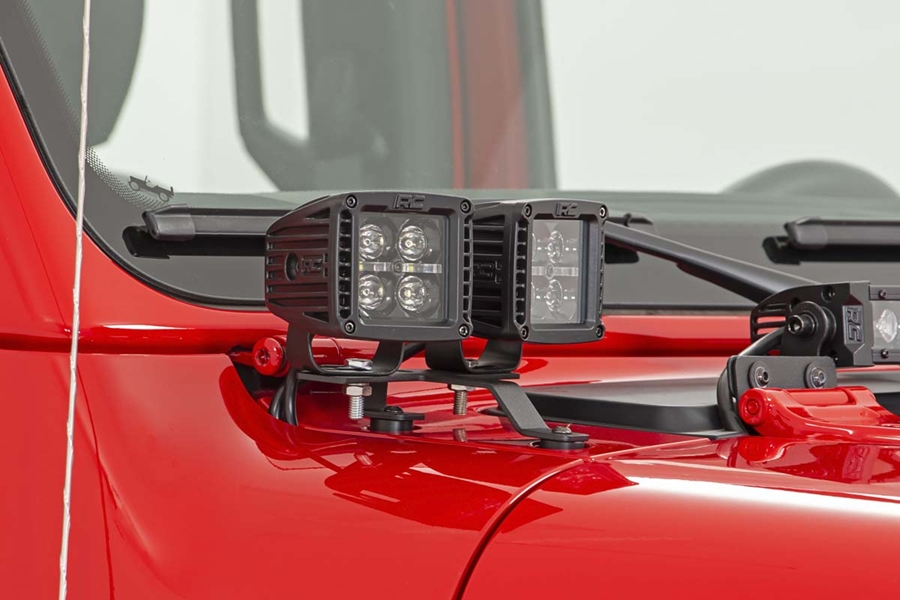 Rough Country Black Series Quad LED Light Pod Kit - White DRL  - JT/JL