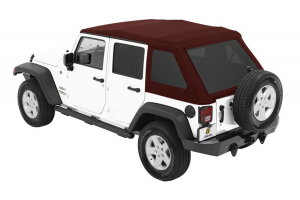 Bestop Trektop NX Glide Soft Top with Tinted Side & Rear Windows - Red Twill - JK 4DR