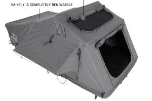 Overland Vehicle Systems Nomadic 3 Extended Roof Top Tent, Gray Body, Green Rainfly