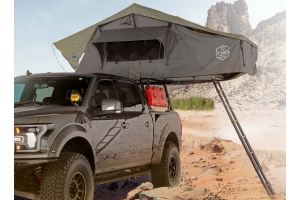 Overland Vehicle Systems Nomadic 3 Extended Roof Top Tent, Gray Body, Green Rainfly