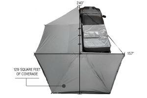 Overland Vehicle Systems Nomadic 270-Degree Awning, Dark Gray w/Black Transit Cover, Driver Side