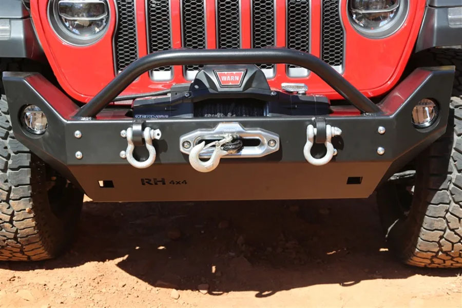 Rock Hard 4x4 Patriot Series Aluminum Mid Width Front Bumper w/ Lowered Winch Plate - JT/JL