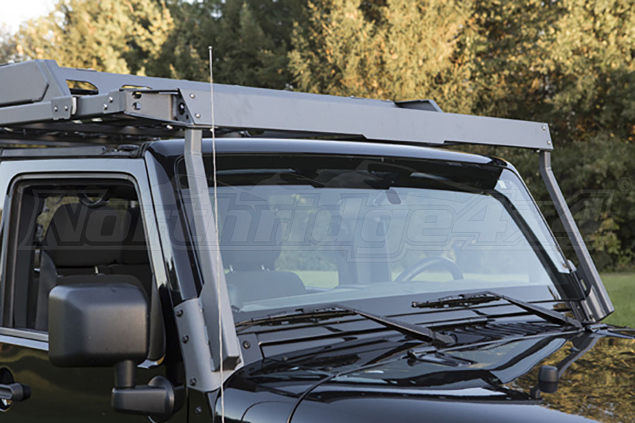 Jeep JK 4dr LOD Sliding Roof Rack Air Deflector Bare Steel - Jeep Unlimited  Rubicon 2007-2018 | JRR0742