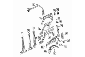 Mopar Quarter Panel Reinforcement - Passenger Side - JL 4Dr