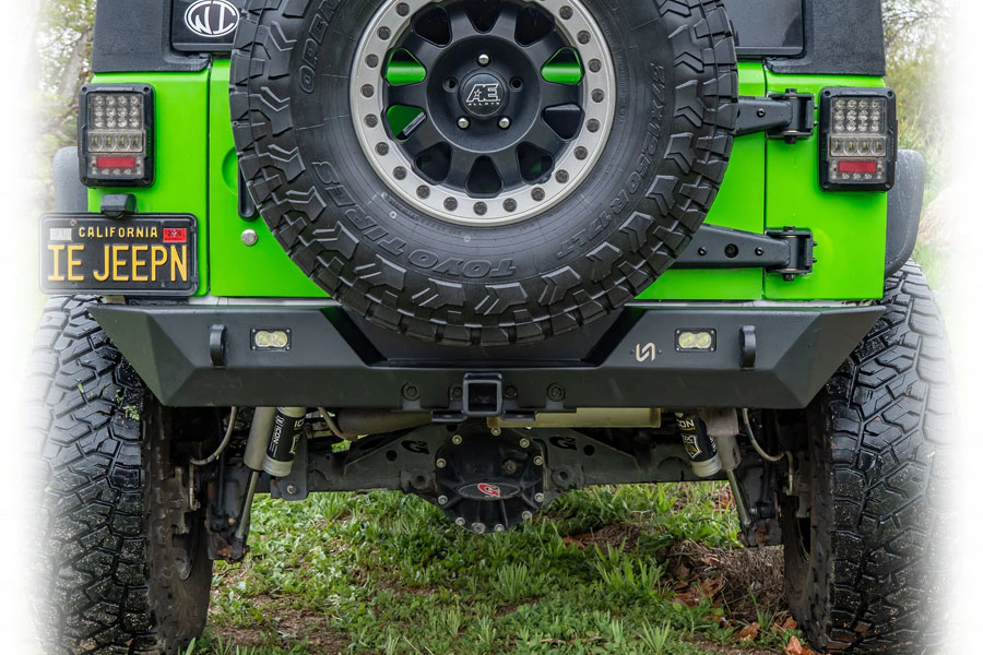 Turn Offroad Rear Bumper w/ LED Pod Lights and Hitch Receiver - JK