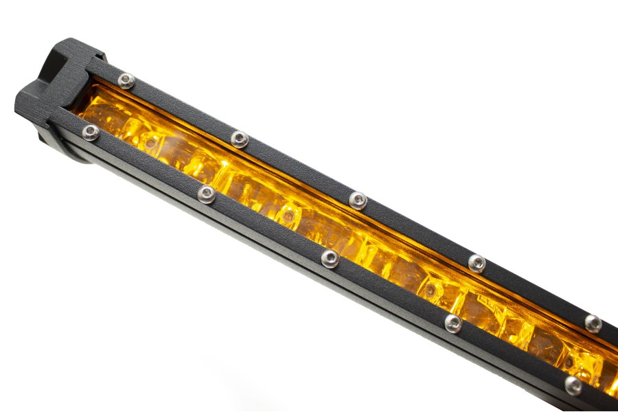 Race Sport Lighting 8in 5w LoPro Ultra Slim 30W LED Running Light Bar with Amber Marker Function, Includes Rocker Switch & Harness