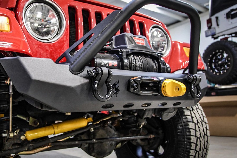 Crawltek Pyro Mid-Width Front Bumper w/ Flat Top Stinger - CJ/YJ/TJ