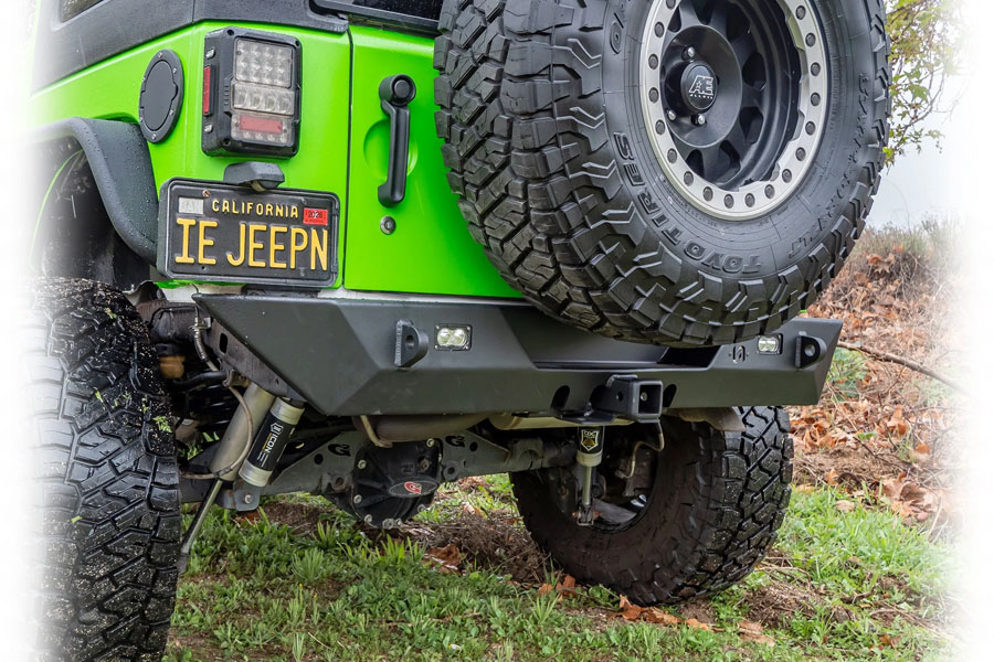 Turn Offroad Rear Bumper w/ LED Pod Lights and Hitch Receiver - JK