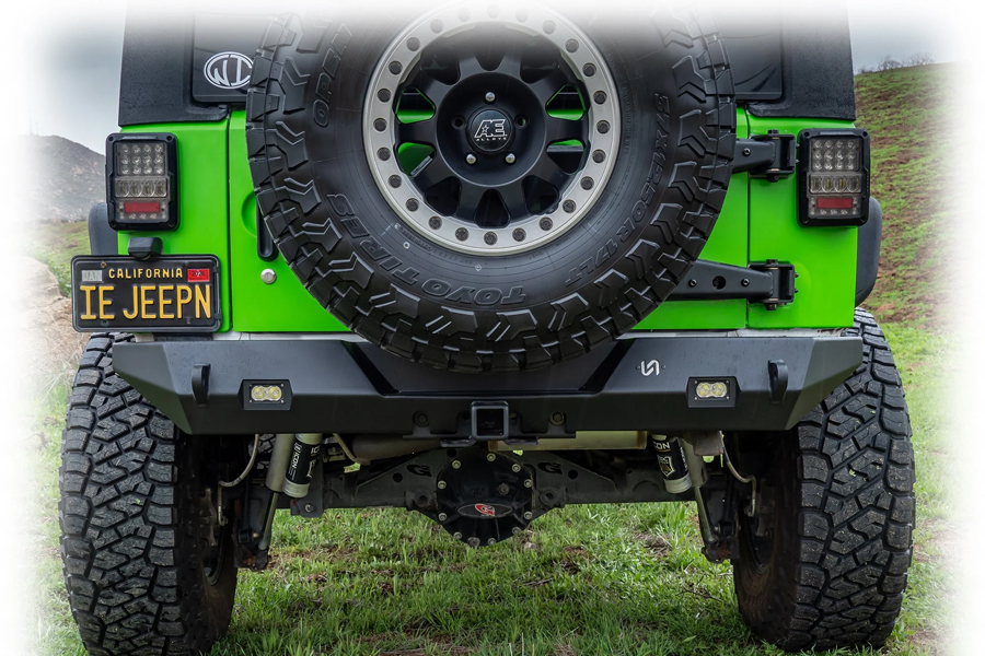 Turn Offroad Rear Bumper w/Hitch Receiver and LED Pod Lights  - JK