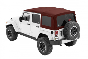 Bestop Supertop NX Soft Top with Tinted Rear & Side Windows, No Doors, Red Twill - JK 4DR