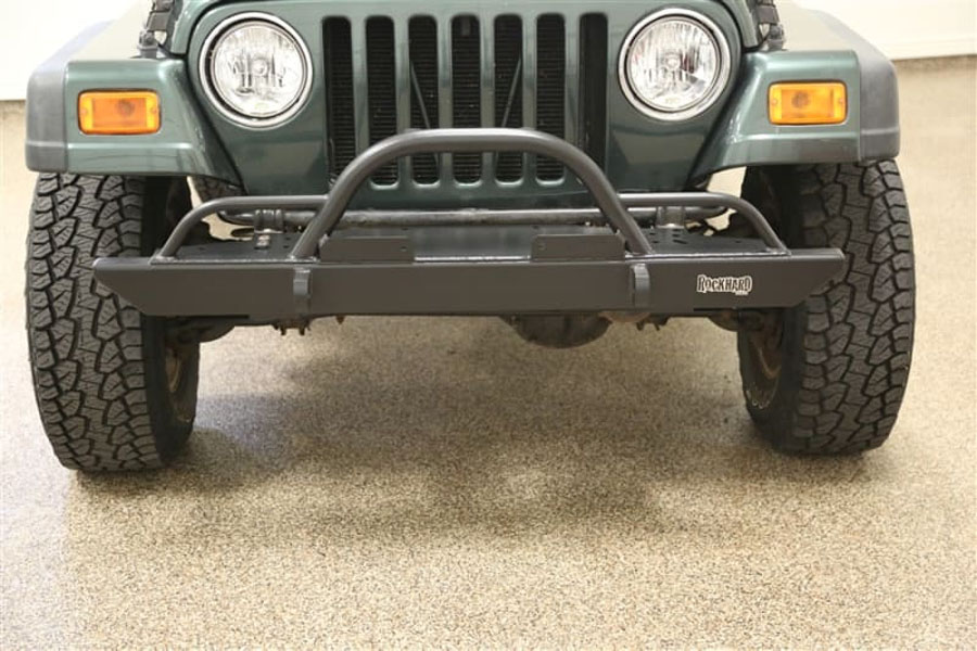 Rock Hard 4x4 Legendary Mid-Width Front Bumper Straight Hoop w/ Tube Extensions - CJ/YJ/TJ/LJ