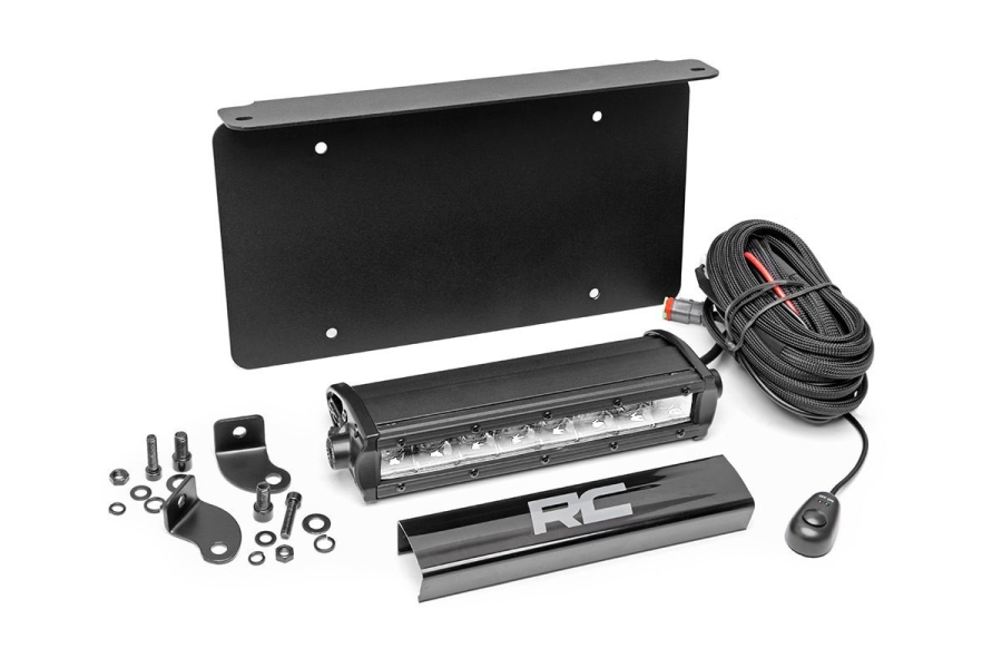 Rough Country License Plate Mount w 8in Chrome Series Light Bar 70184