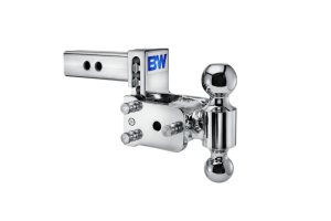 B&W Hitches Tow & Stow 2in Dual Ball Receiver Hitch, Chrome, 3in Drop-3.5in Rise