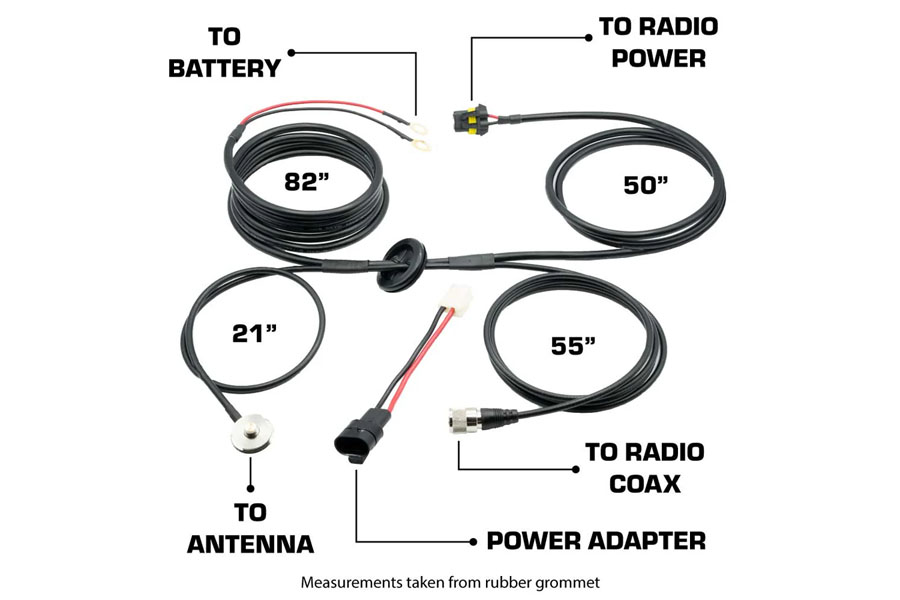 Rugged Radios Power and Antenna Cable Harness - JT/JL