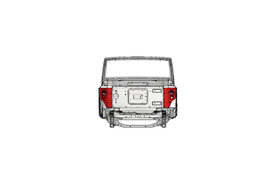 Motobilt Corner Armor 10in Stretch w/ Tail Light System - Drop Tailgate - JK 2DR