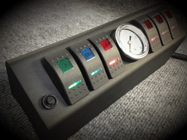 SPOD 6 Switch W/ Air Gauge And Double LED Switches & Source System Red - JK