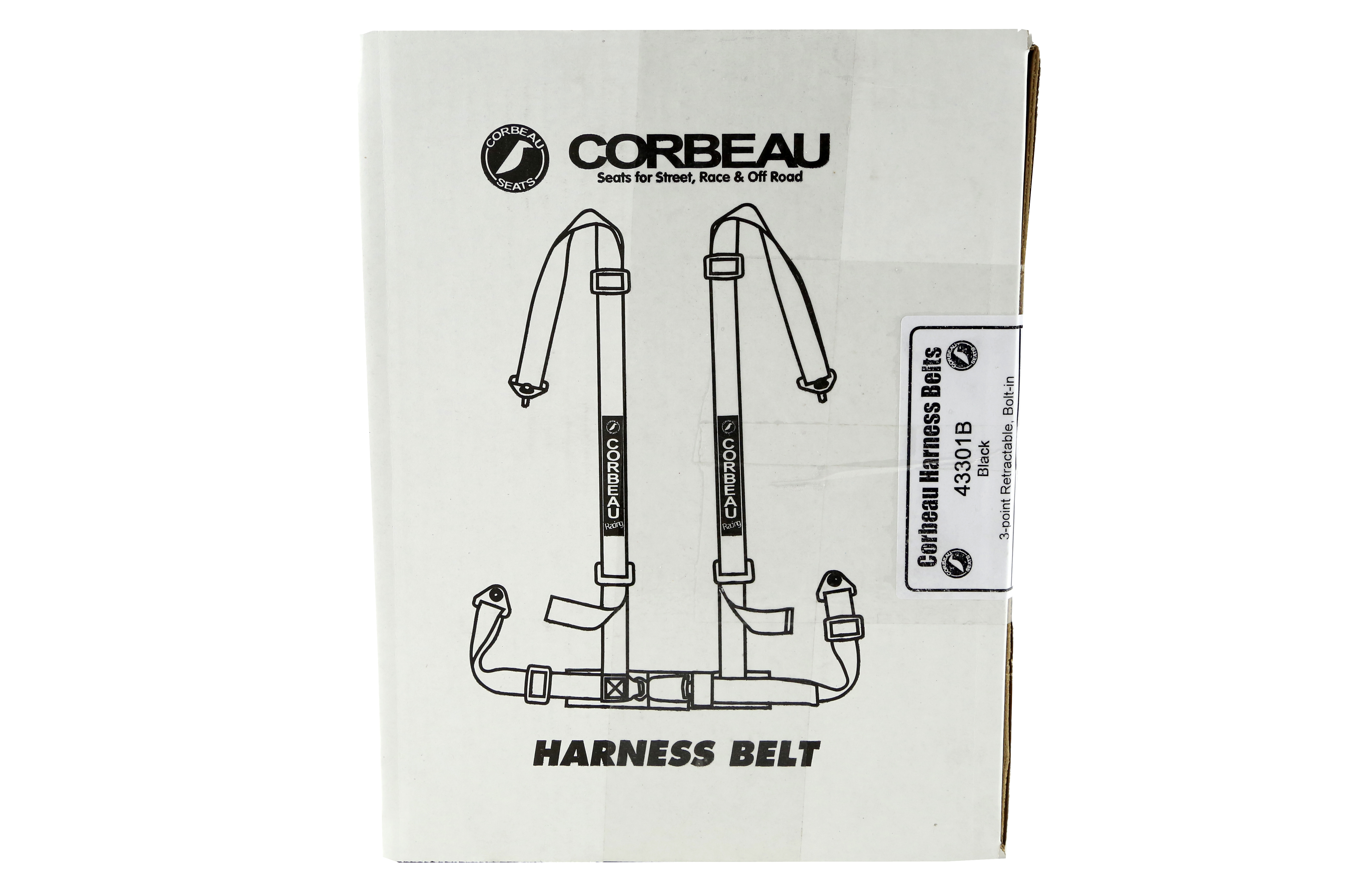 Corbeau 3-Point Retractable Harness Belt Black 2in