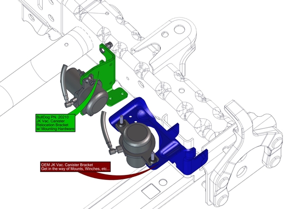 Bulldog Winch Vacuum Canister Relocation Bracket - JK 2011+ 3.6L