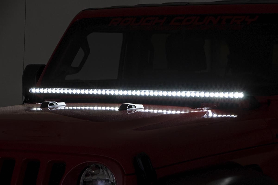 Rough Country Black-Series 50-inch LED Light Bar Cowl Kit    - JT/JL