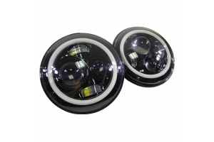 Quake LED 7in Headlights - White DRL Halo & Amber Turn Signals - JK/LJ/TJ/CJ