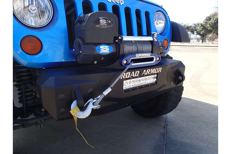 Road Armor Stealth Stubby Front Winch Bumper - Texture Black  - JK 