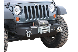 OR-Fab Front Stubby Bumper Center Winch Mount Wrinkle Black