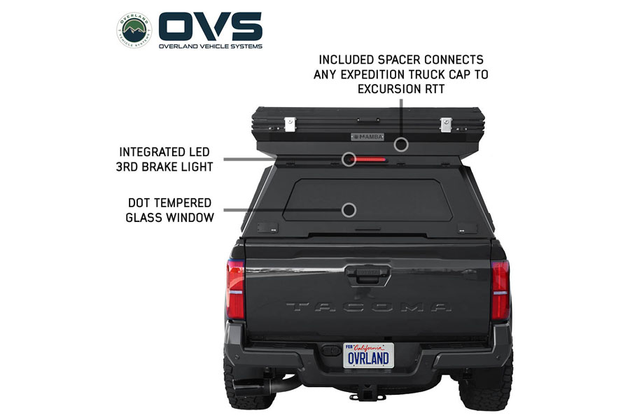 Overland Vehicle Systems Excursion Camper Shell Roof Top Tent Combo for 5ft Bed - JT