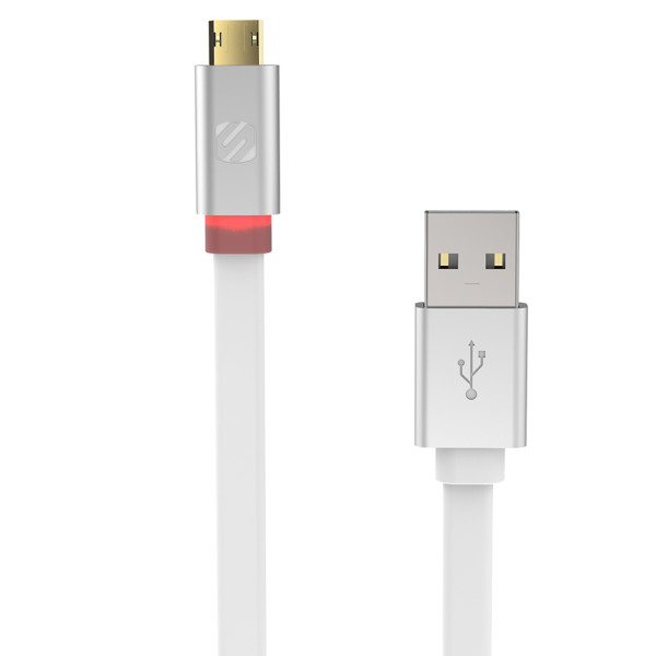 Scosche Reversible MicroUSB Charging Cable w/ LED - White