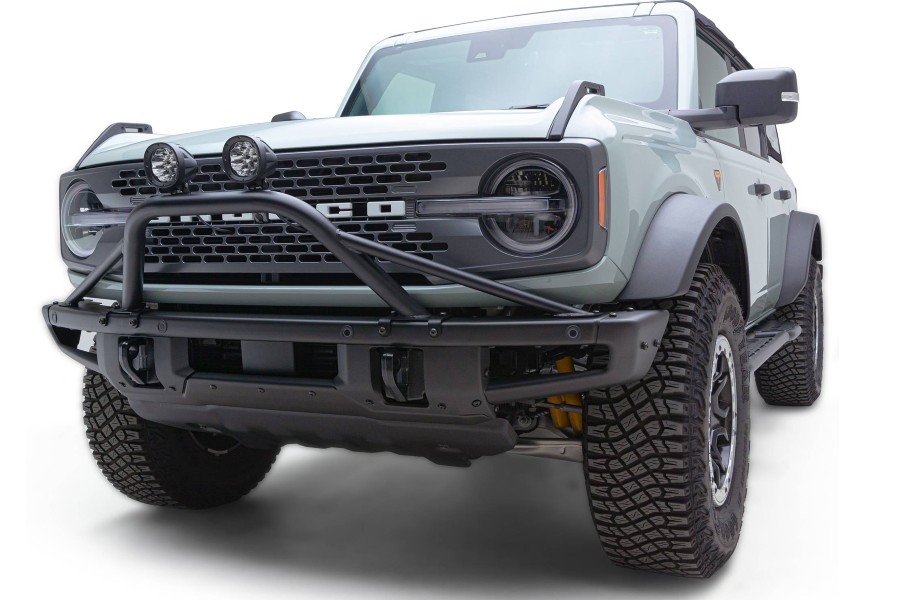 ZROADZ Prerunner Baja Bar Mid-Length Hoop Kit w/ 4in Round LED Pod Lights - White  - Bronco 2021+