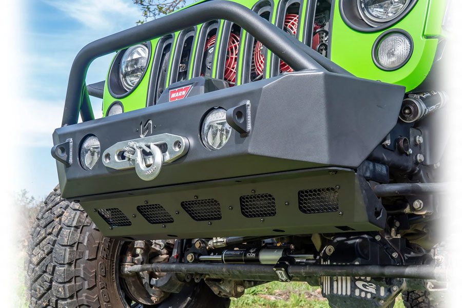 Turn Offroad Front Bumper w/ Skid Plate and Recessed Winch Mount - JK/JL/JT