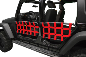 Dirty Dog 4X4 Olympic Front & Rear Tube Door Netting, Red - JK 4DR