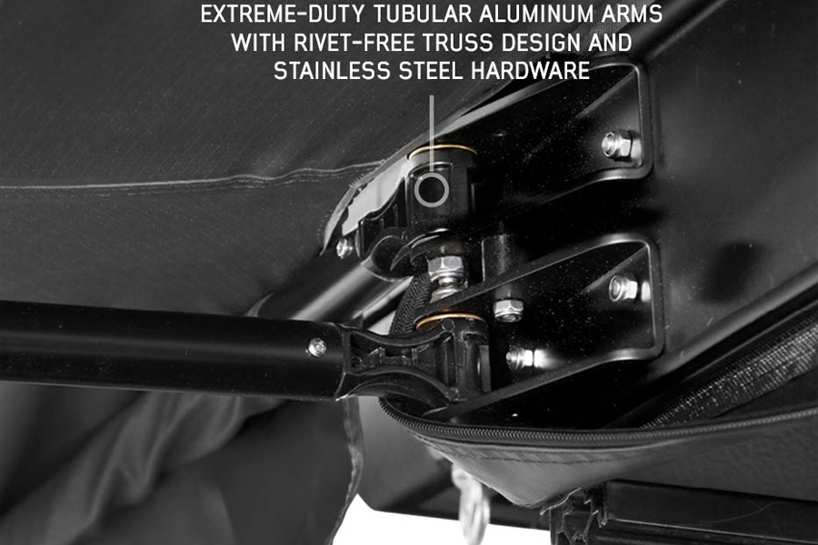 Overland Vehicle Systems XD Nomadic 180 LTE Awning w/ Lights - Black w/Travel Cover