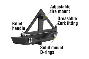 Smittybilt XRC Rear Bumper w/Tire Carrier and Hitch Black - JK