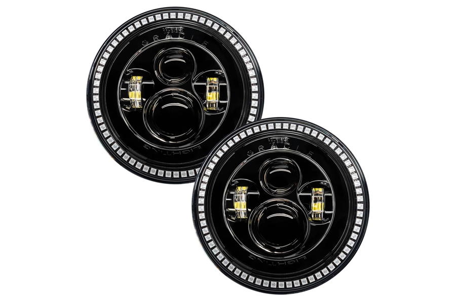 Oracle 7in High Powered LED Headlight, White Halo - Pair