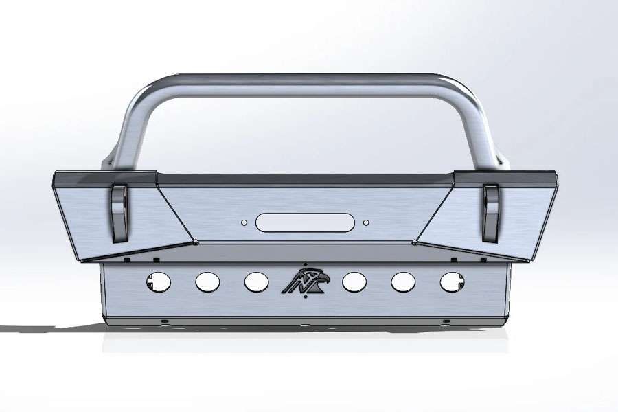 Next Venture Motorsports Featherweight Aluminum Front Stubby Bumper & Lower Skid Plate + Light Mount w/ Stinger - Bare - JL/JT