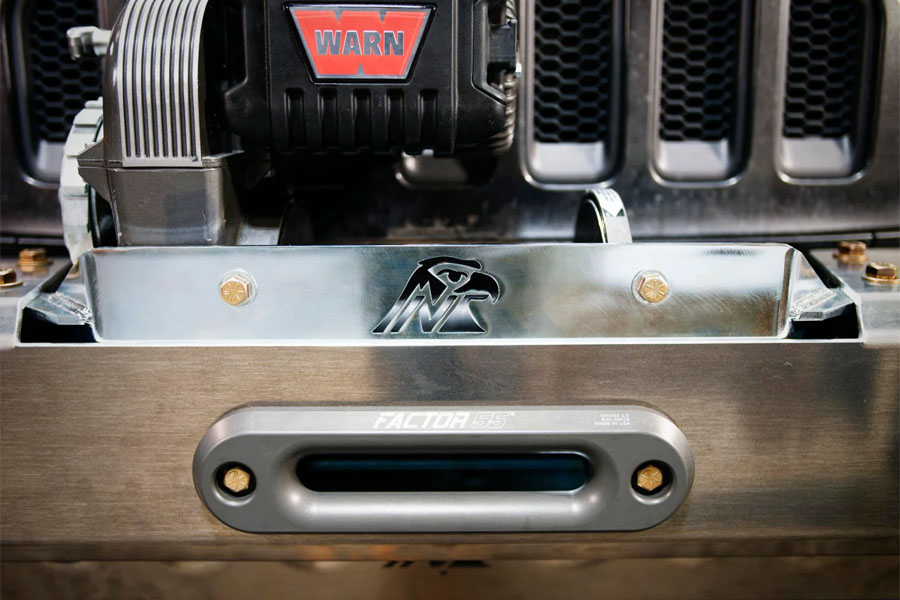 Next Venture Motorsports 8274 Aluminum Adventure Series Front Bumper & Lower Skid Plate + Light Mount - Bare - JL/JT