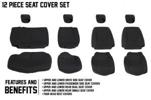 King 4WD Neoprene Seat Covers - Black - JK 4dr 13-18