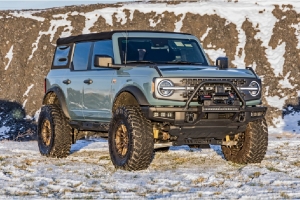 Rough Country High Winch Mount Black Series w/ White DRL - Bronco 2021+